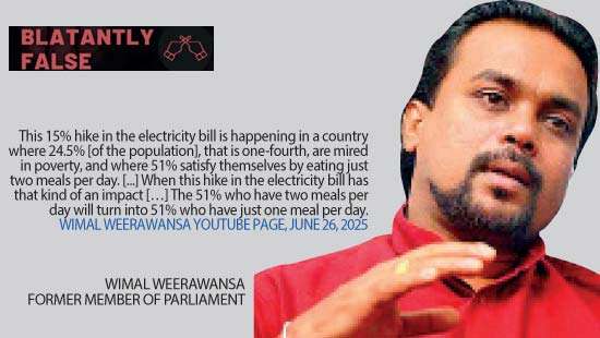 Weerawansa short-circuits himself on the electricity hike and meal reduction