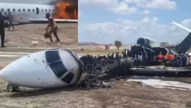 Plane carrying Congo minister, 20 others bursts into flames; skids off runway