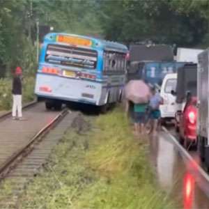 Driver arrested for driving bus along railway track