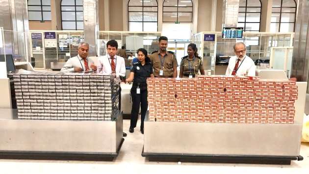 Seven Sri Lankans smuggling cigarettes from three countries nabbed at BIA