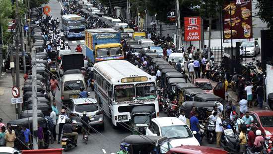 Heavy traffic due to fuel queues