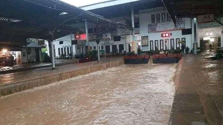 Kandy railway station under water