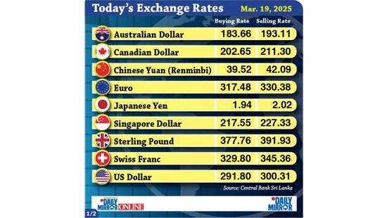 Today’s exchange rate - 19 March 2025