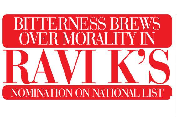 Bitterness brews over morality in Ravi K’s nomination on National List