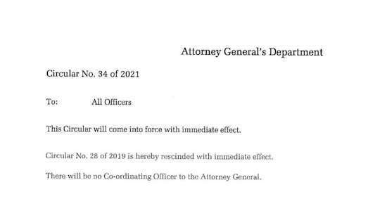 New AG abolishes AG’s CO post with immediate effect