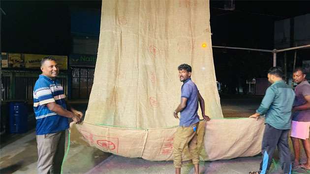 Temporary shade shelter set up in Jaffna to protect travelers from heat