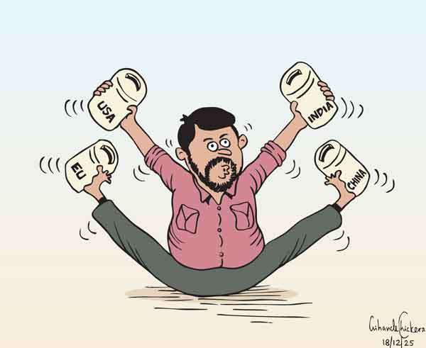 Cartoon of the Day 18-12-2025: Balancing All Sides at Once