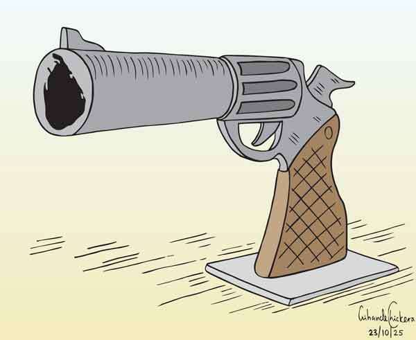 Cartoon of the Day 23-10-2025: The Hollow Barrel - A Nation’s Gun Without Bullets
