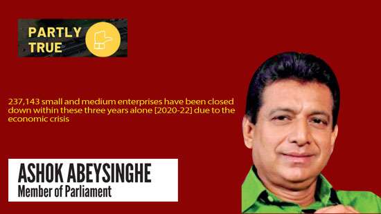 MP Abeysinghe not firm on the closure of firms due to economic crisis