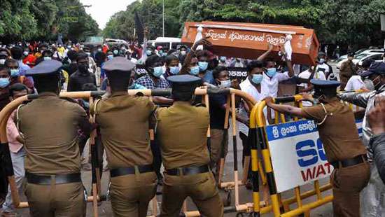 Tense during protest