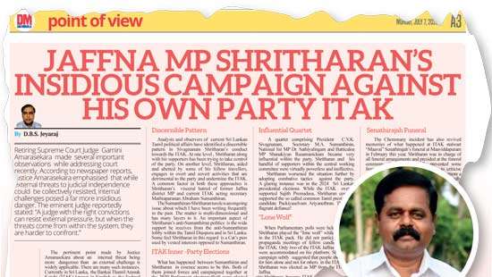 Technocratic “Toiya”  Vs. Populist “Bhaiya” Inside ITAK Right of reply