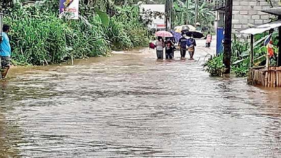 Heavy downpour and  floods experienced in central hills