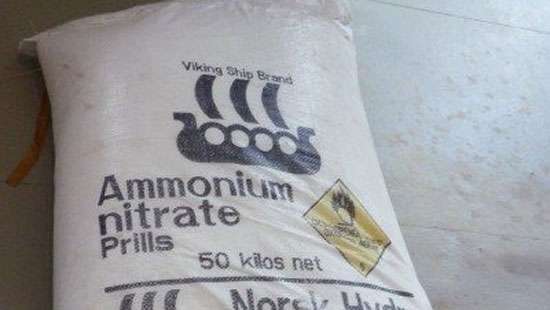 Police seize 21 bags of ammonia nitrate