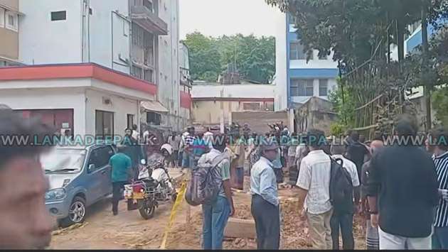 Two injured after part of building collapses in Kandy