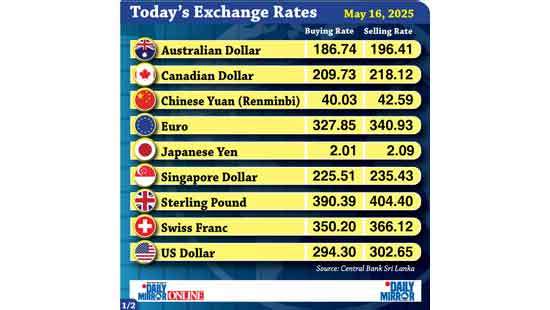 Today’s exchange rate - 16 May 2025