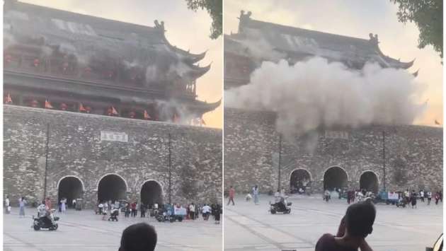 Plunging roof tiles at 650-year-old tourist attraction in China spark investigation