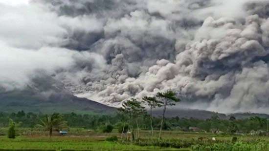 Smoke rises from Mount Semeru