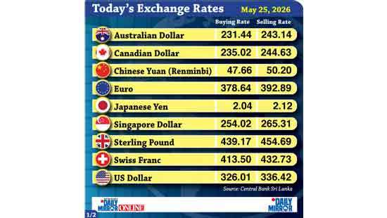 Today’s exchange rate - 25 May 2026