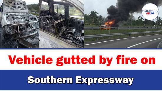 Vehicle gutted by fire on Southern Expressway