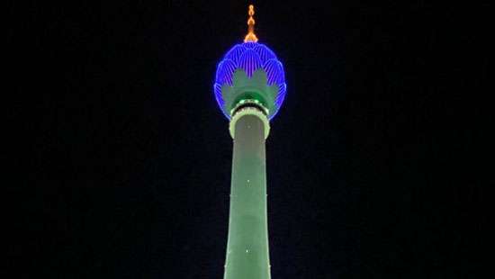 Lotus tower lights up for Vesak