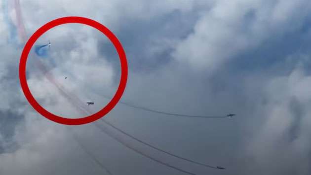 Terrifying video shows two French jets colliding mid-air