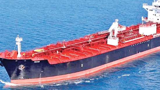A crude oil tanker without dollars at sea for a week