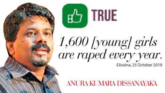 MP Anura Kumara Dissanayaka correctly quotes statutory rape statistics