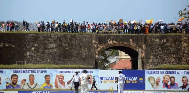 Protest underway at Galle Fort