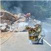 Demolition of massive rock boulders on A5 road in Lunugala begins