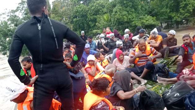Rescued from flood-trapped bus at Kala Oya