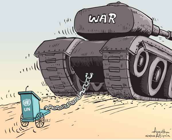 Cartoon of the Day 26-09-2025 - The UN Chained to War