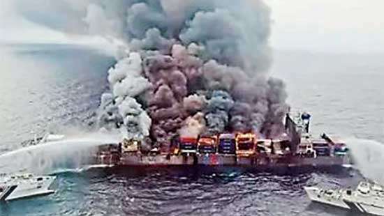 Sri Lanka declines to let burning ship to be towed to Hambantota Port: Minister