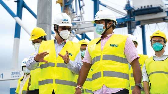 Namal Rajapaksa visits Hambantota Port