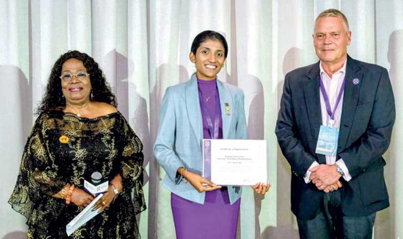 Indeewari Chandrasekara receiving the Global Star of WiLAT Award 2026 in Hong Kong
