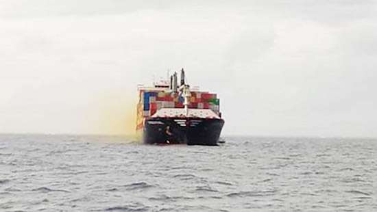 Fire on Singapore-flag cargo ship to be probed; flames still visible time to time