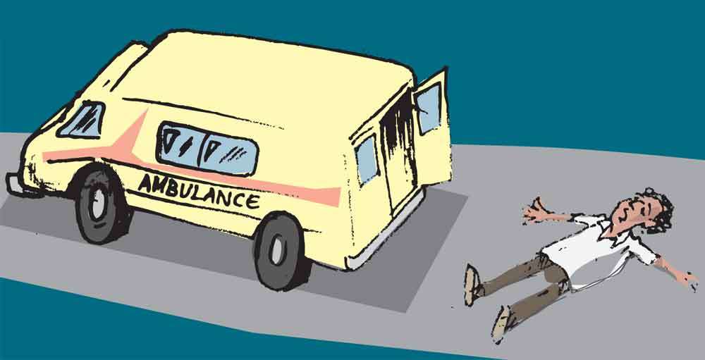 Patient dies after fall from ambulance during transfer