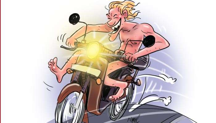 Man strips naked to feel free, rides motorbike along  Kandy-Colombo Road