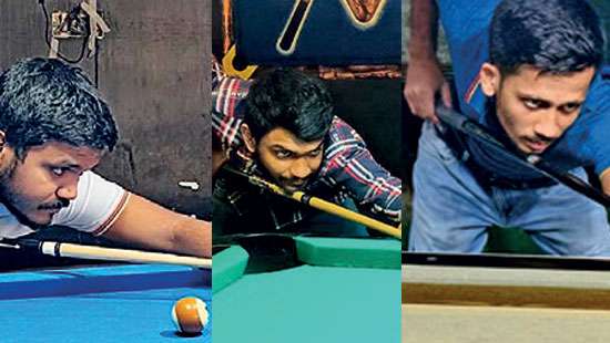 Pool players Zenon, Rimzan, Wazil district champions