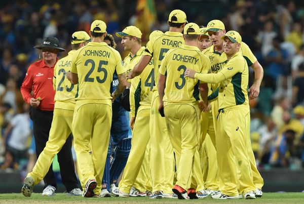 Australia celebrates victory against SL