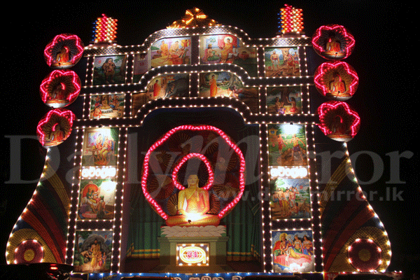 Pandals adorn the night