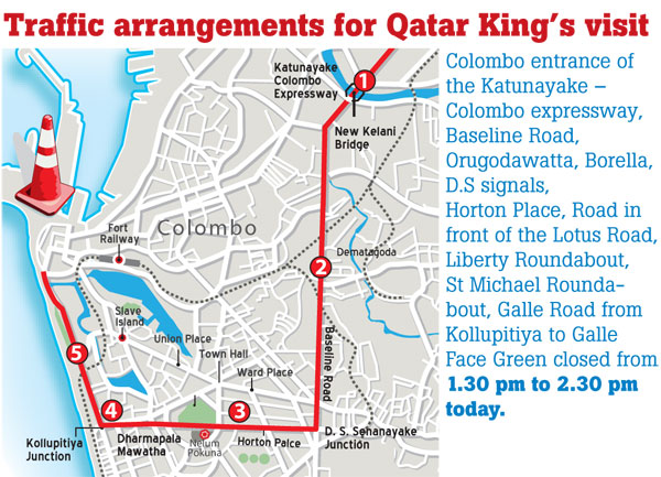 Traffic arrangements for Qatar King's visit