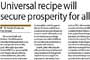 Universal recipe will secure prosperity for all