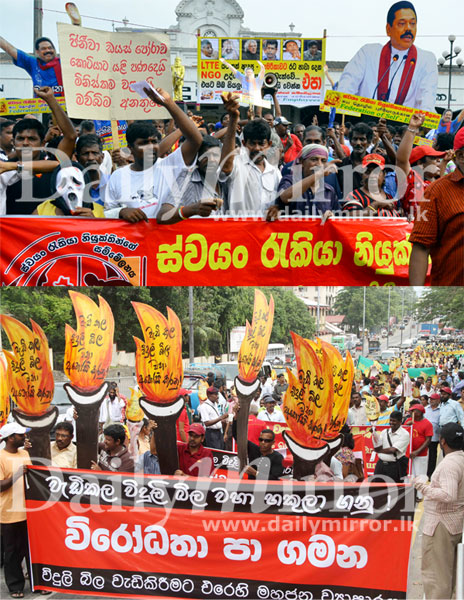 Protests for and against Electricity tariff 