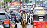 Heavy traffic in Colombo Fort