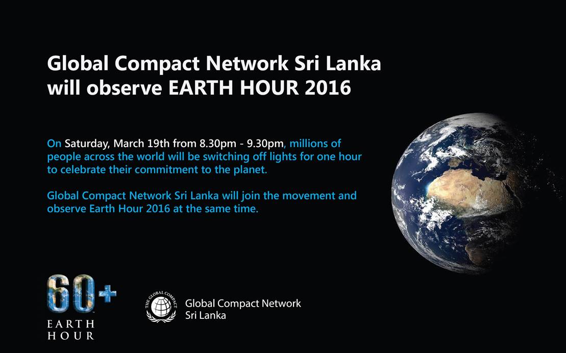 Global Compact Network Sri Lanka pledges to shine a light on Climate Action together with Earth Hour