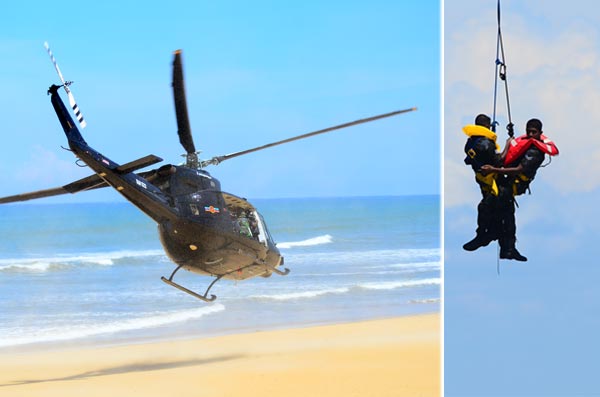 Sea rescue training at Panadura beach