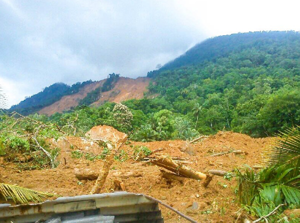 Landslide site in Aranayake