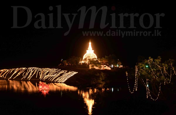 Chaithya at Thanthirimale Raja Maha Viharaya illuminated