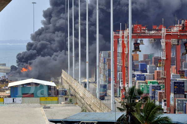 Fire at Colombo Port  