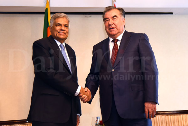 Ranil meets Tajikistan President